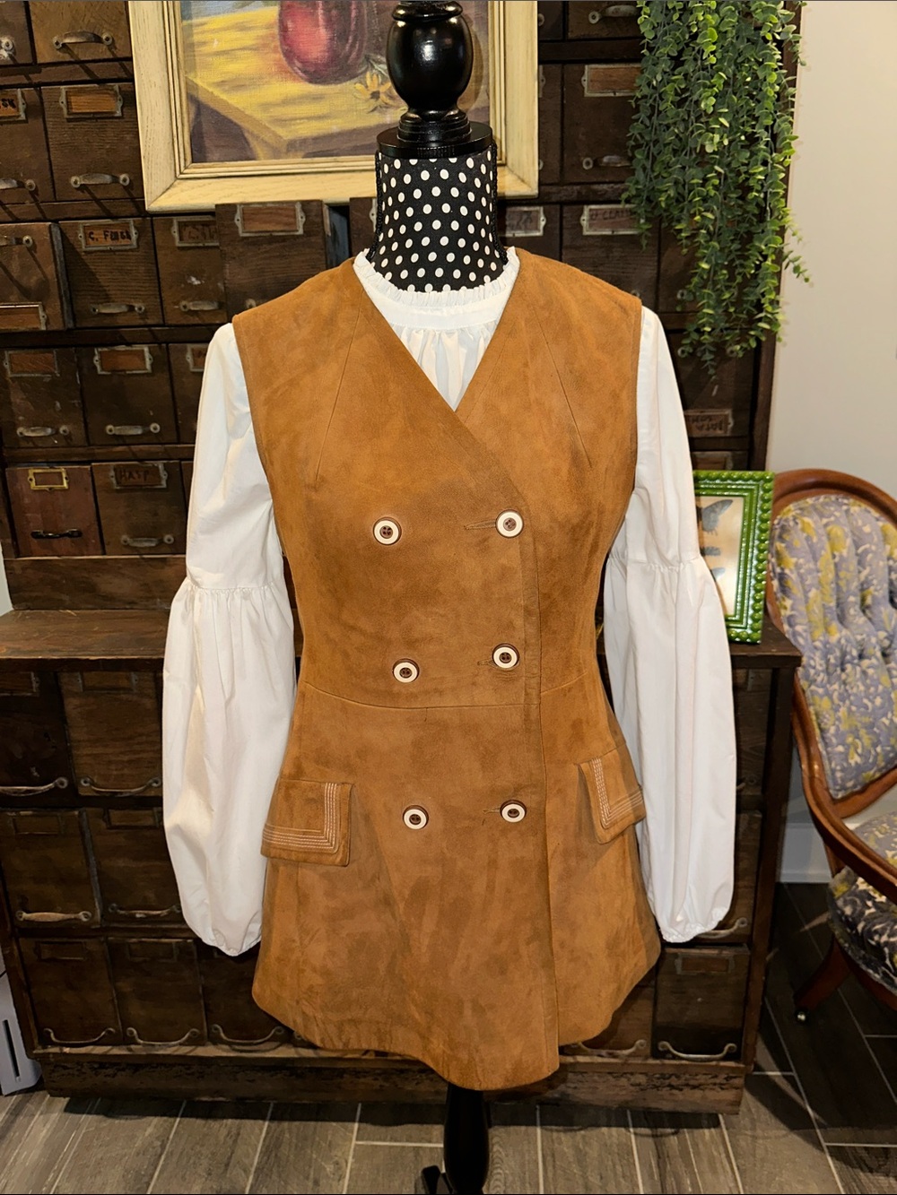 Vintage Suede Sleeveless Vest Dress